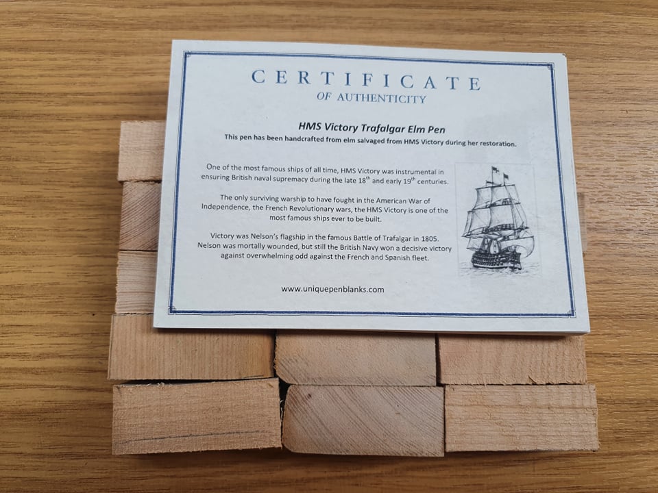 HMS Victory Trafalgar Elm pen blanks