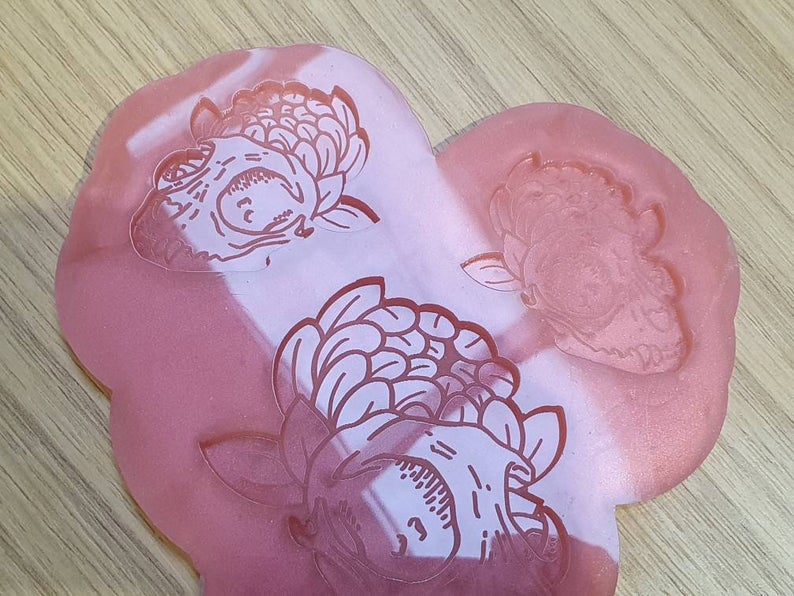 Cat Skull Floral Earring and Pendant Silicone Mould