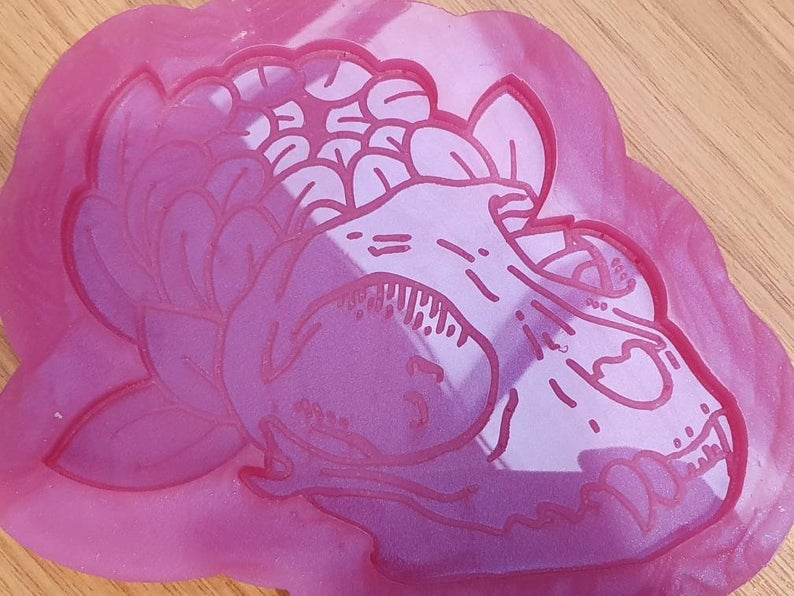 Cat Skull with Flower Wall Hanging Silicone Mould
