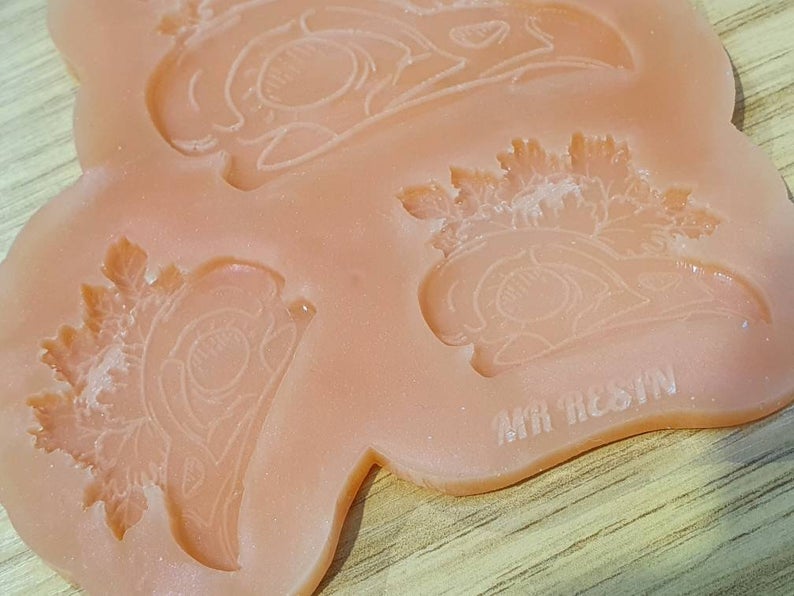 Crow / Raven Skull Floral Earring and Pendant Silicone Mould