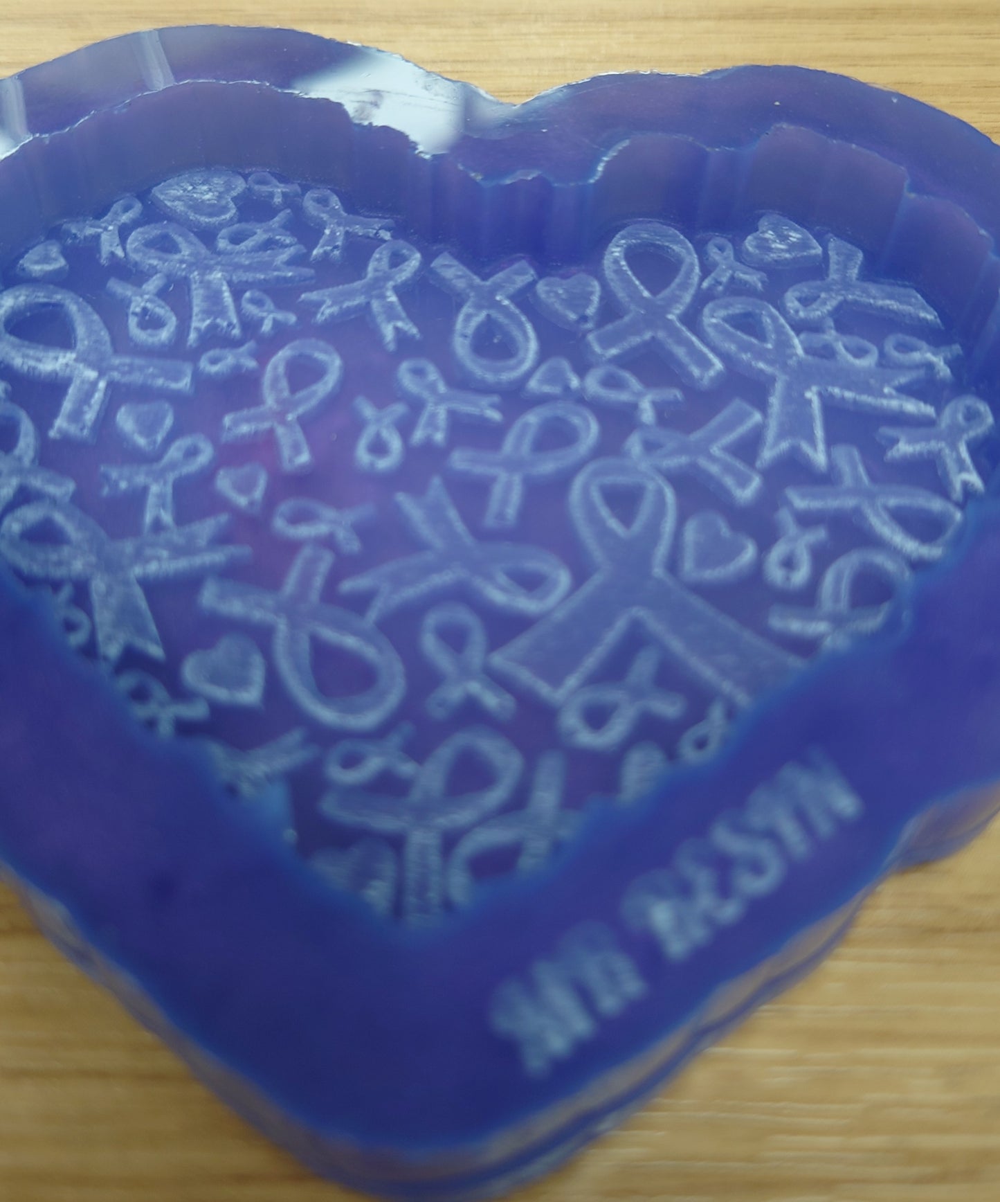 Cancer Awareness Ribbon Filled Heart Silicone Mould