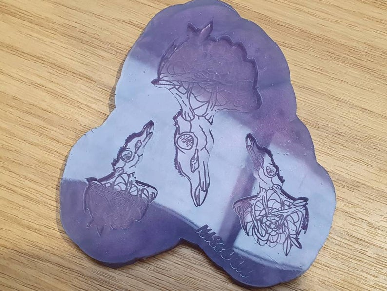 Deer / Stag Skull Floral Earring and Pendant Silicone Mould