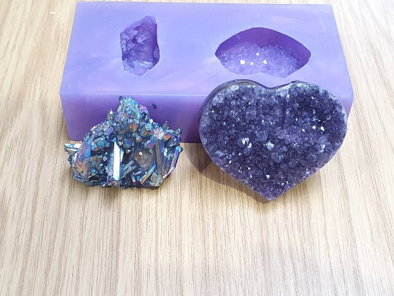 Double Crystal Heart Cluster Keepsake Silicone Mould