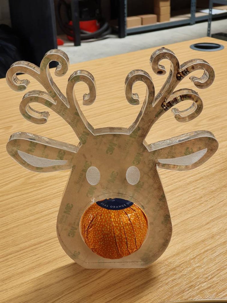 Freestanding Rudolph Reindeer Christmas Chocolate Orange Holder Silicone Mould