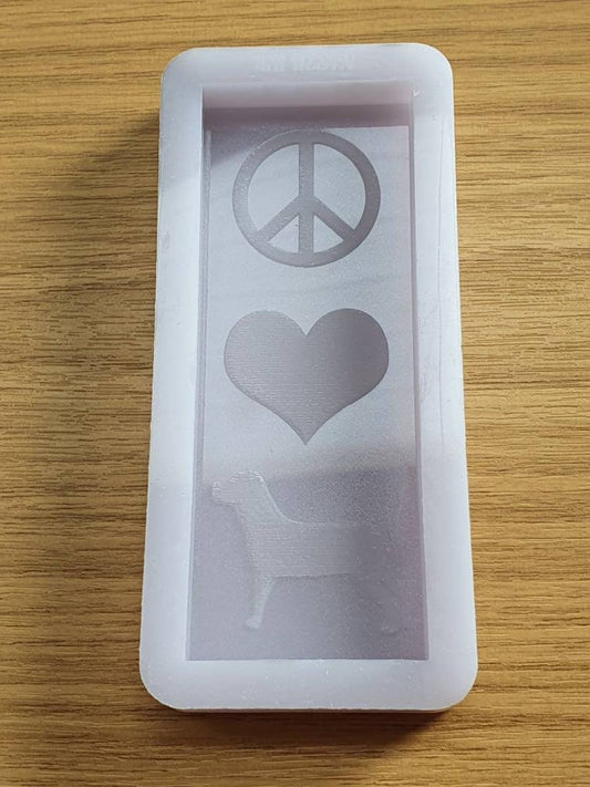 Peace, Love, Dog Wax Bar Silicone Mould