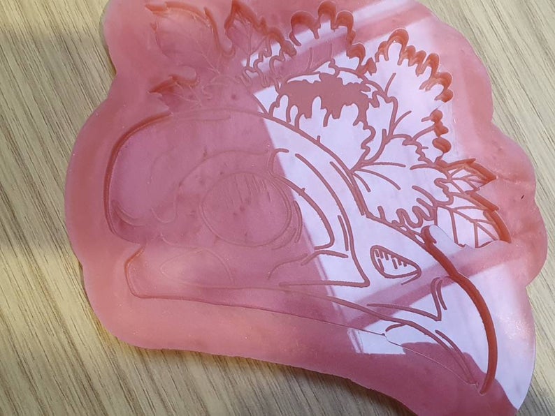 Crow / Raven Skull Floral Wall Hanging Silicone Mould
