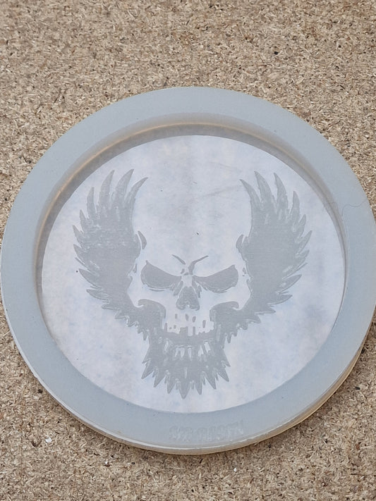 10cm/100mm Winged Skull Coaster Silicone Mould