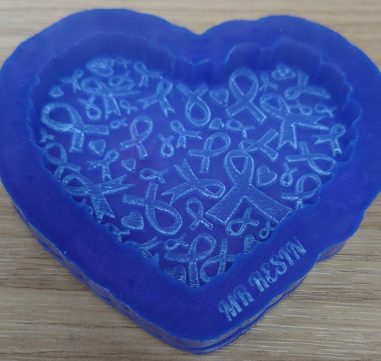 Cancer Awareness Ribbon Filled Heart Silicone Mould