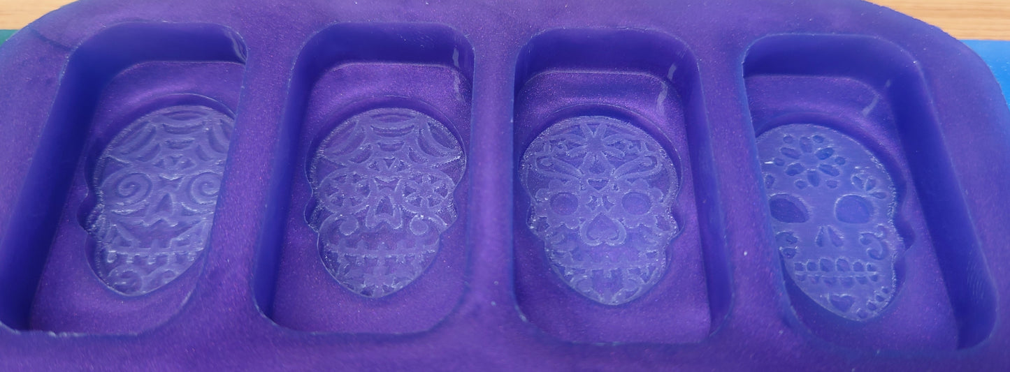 3D Sugar Skulls Wax Melts Silicone Mould - HB Style to fit HB boxes